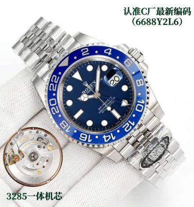 Replica Rolex GMT-Master ii 3285 Movement 904L Steel Sapphire Glass Mens Watch